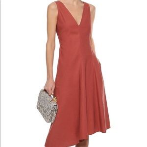 ❤️ THEORY Tadayon asymmetric linen midi dress